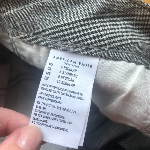 American Eagle Super Hi-Rise Jeggings Gray Plaid Size 6 Regular - Picture 10 of 15
